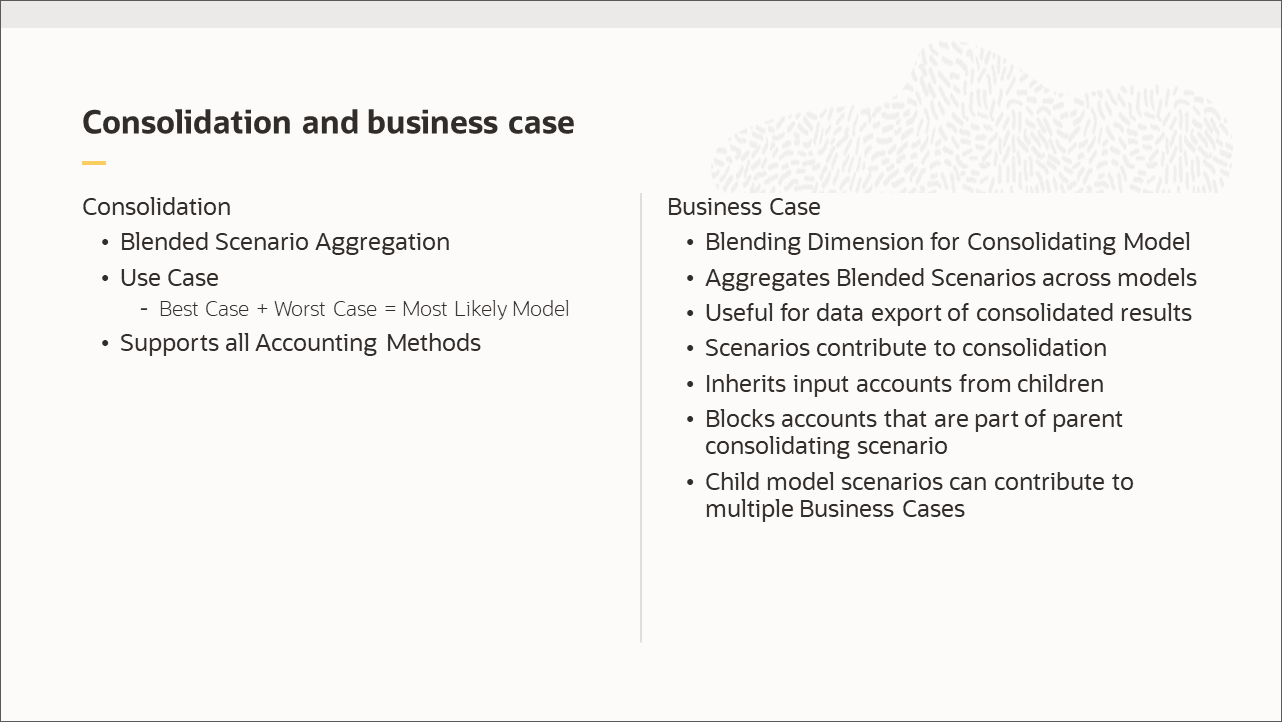 Consolidation and business case